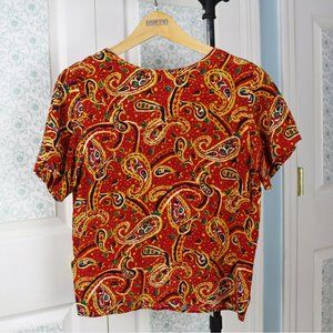 Vintage 100% Silk Short Sleeve Blouse